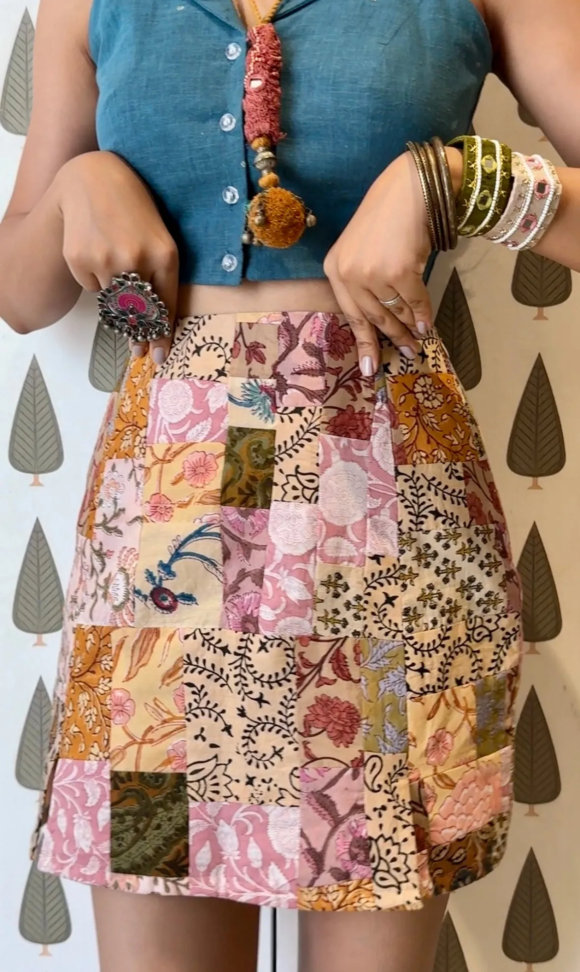 Patchwork Mini Pencil Skirt