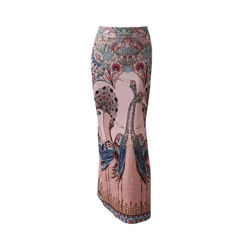 PEACOCK MAXI SKIRT