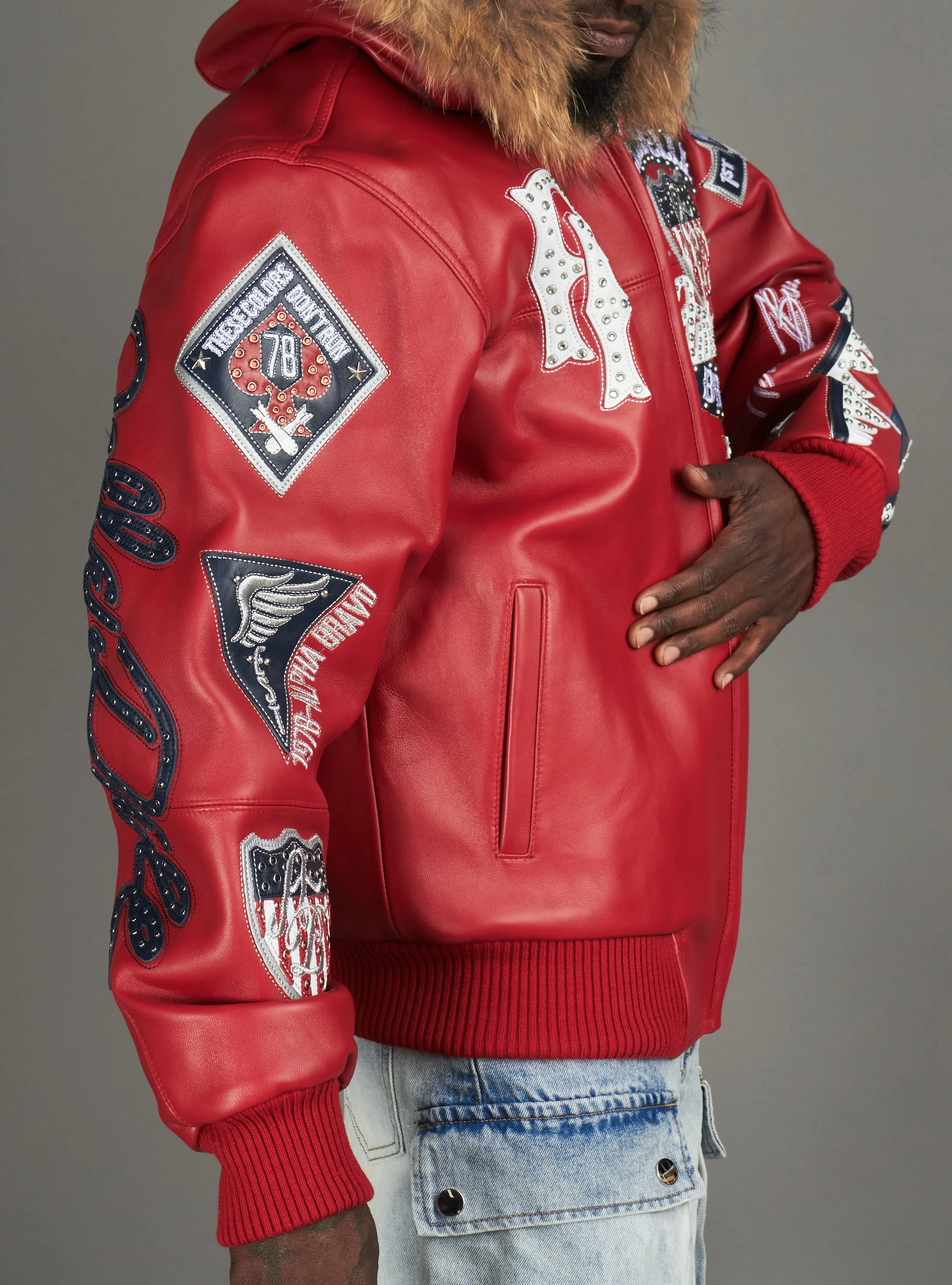 Pelle Pelle Jacket - American Bruiser Hooded - Red