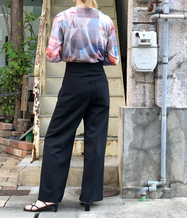 PHEENY/AMUNZEN HIGH WAIST WIDE PANTS(BLACK)