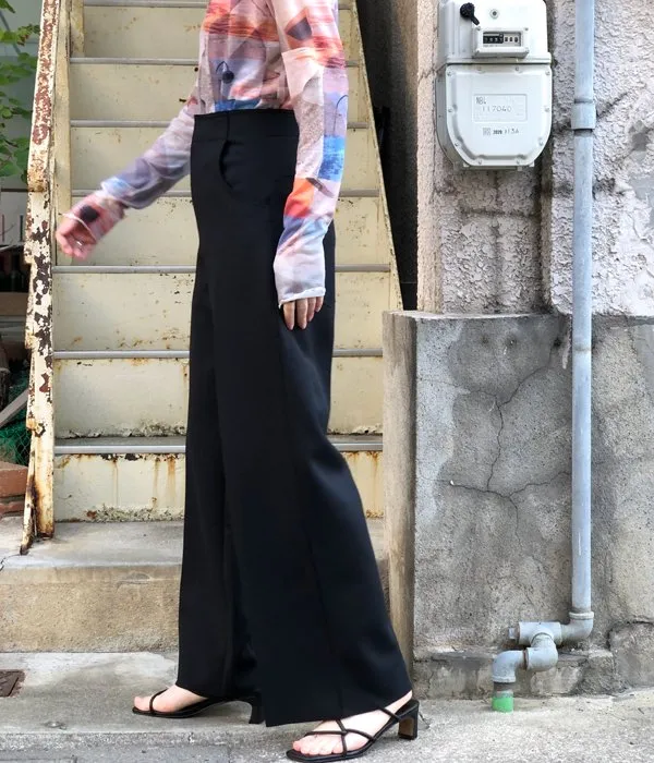 PHEENY/AMUNZEN HIGH WAIST WIDE PANTS(BLACK)