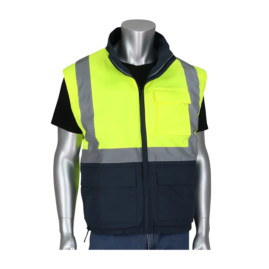 PIP 333-1500-R/4X ANSI Type R Class 3 4-in-1 Reversible Dark Gray Bottom Multi-Seasonal Windbreaker with Detachable Sleeves