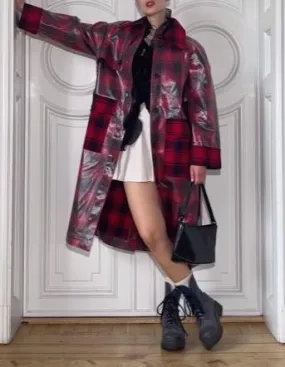 Plastic Patchwork Plaid Coat