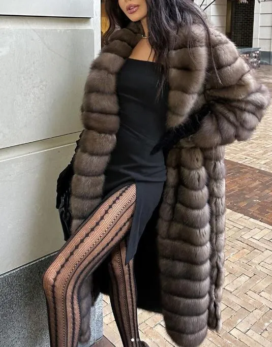 Plush Faux Fur Long Coat