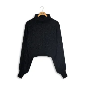 Point Chenille Turtleneck in Black
