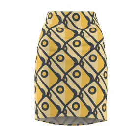 "Cheesy Blocks" All-Over Cheese Pencil Skirt