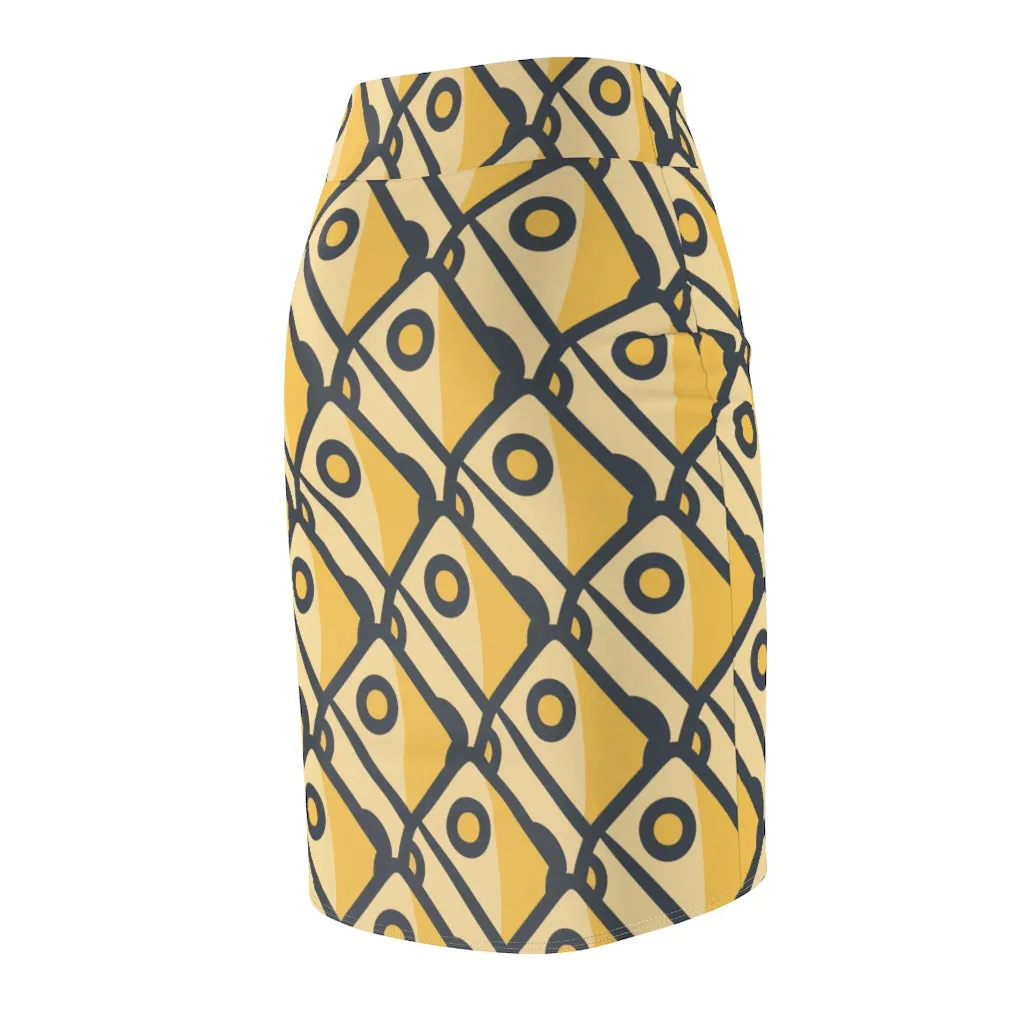 "Cheesy Blocks" All-Over Cheese Pencil Skirt