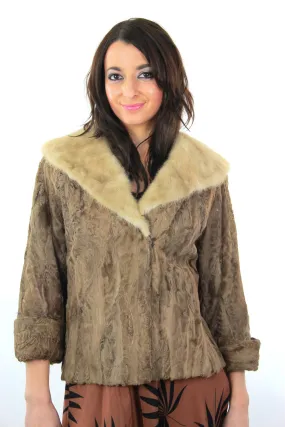 Retro Mink fur jacket Lamb cocktail coat Bohemian