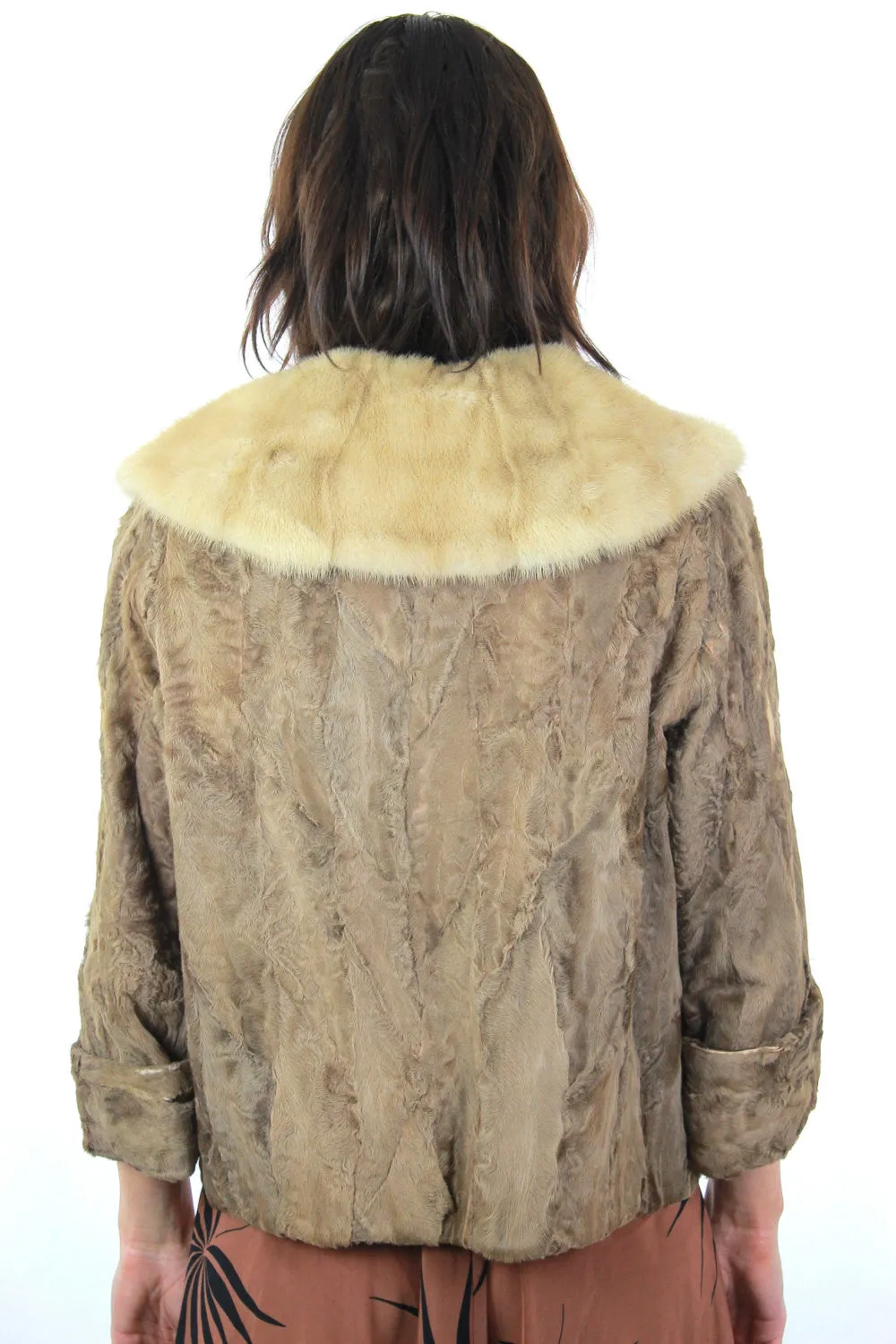 Retro Mink fur jacket Lamb cocktail coat Bohemian