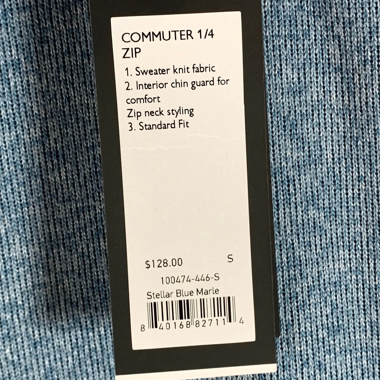 RHONE Men's Stellar Blue Marle Commuter Standard-Zip Quarter-Zip Sweater SZ S