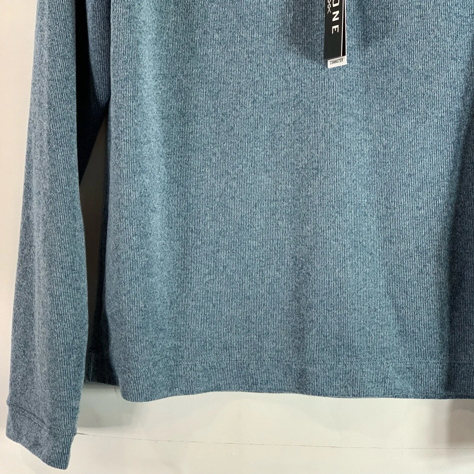 RHONE Men's Stellar Blue Marle Commuter Standard-Zip Quarter-Zip Sweater SZ S