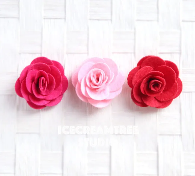 Round Felt Red Flower Collar Slide On - Small Flower Collar Accessory