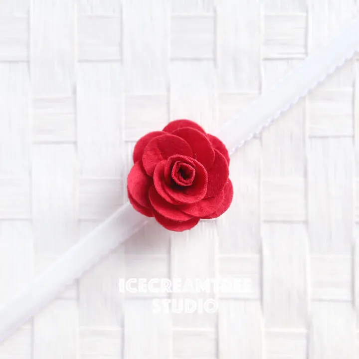Round Felt Red Flower Collar Slide On - Small Flower Collar Accessory