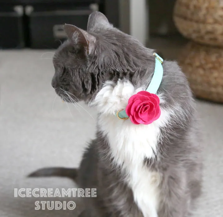 Round Felt Red Flower Collar Slide On - Small Flower Collar Accessory