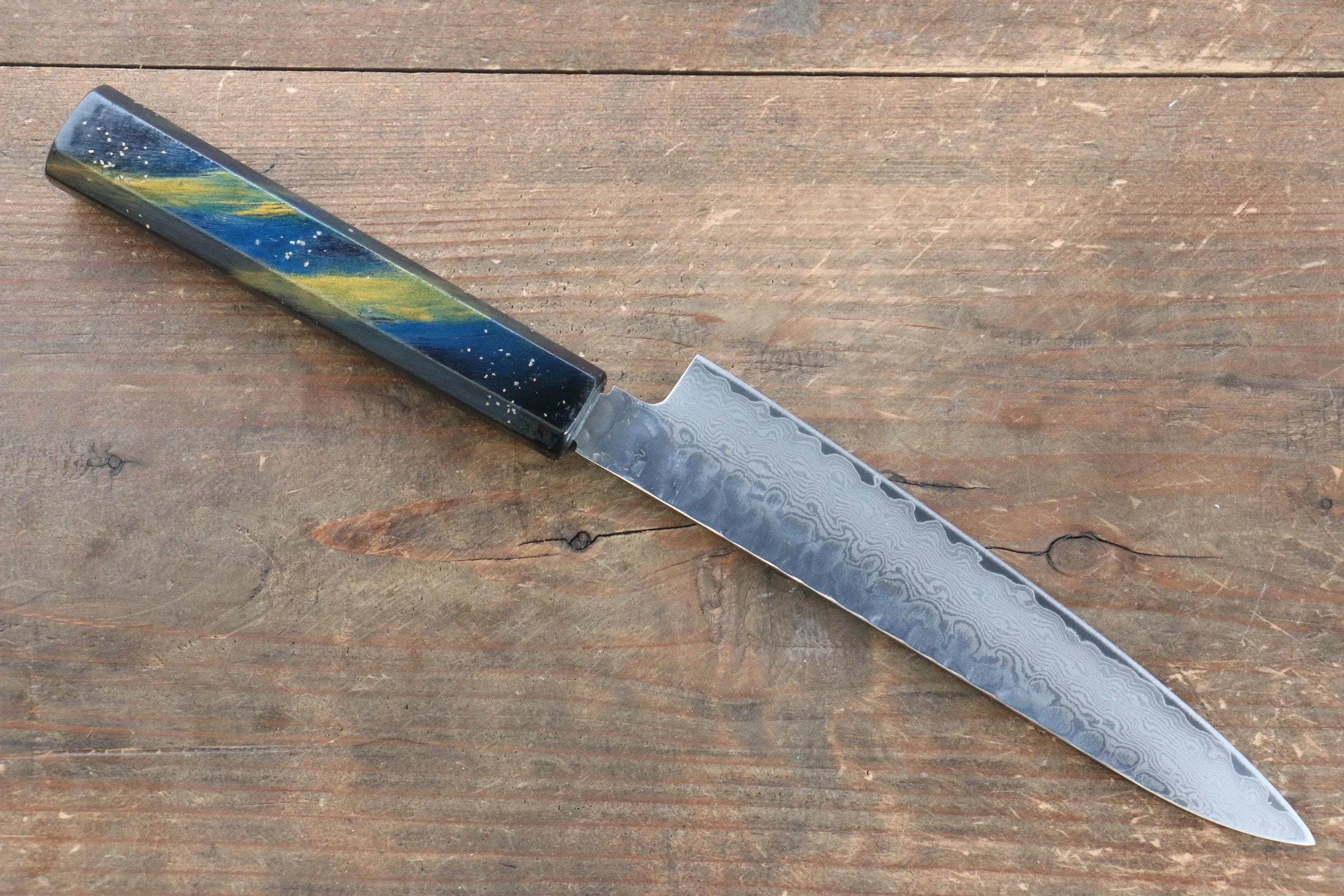 Sakai Takayuki VG10 33 Layer Damascus Petty-Utility 150mm Live oak Lacquered (Saiseki) Handle