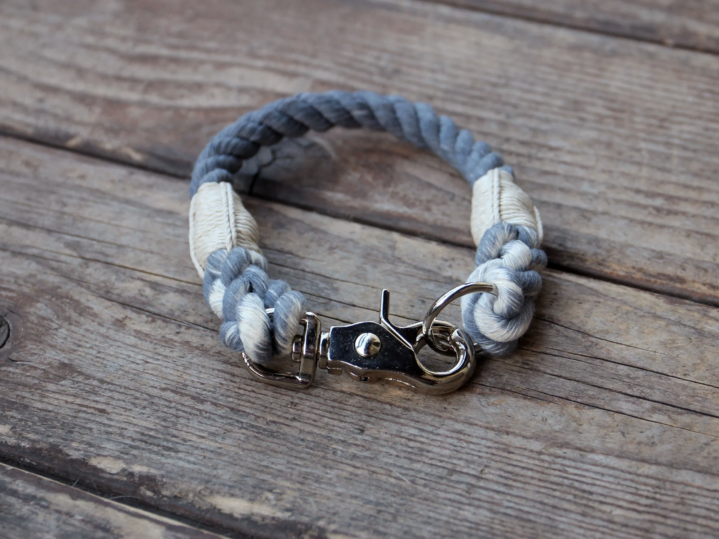 Seaside Blue Cotton Rope Dog ID Collar