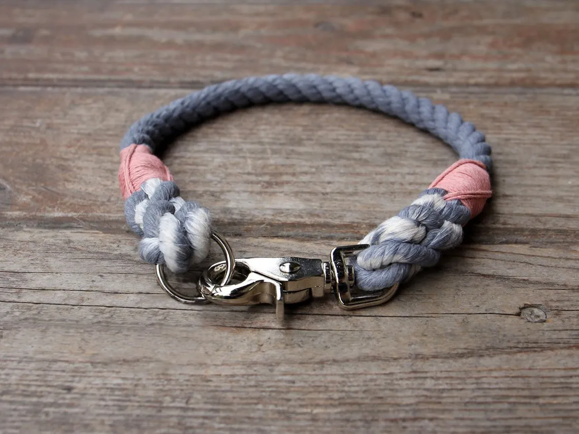 Seaside Blue Cotton Rope Dog ID Collar