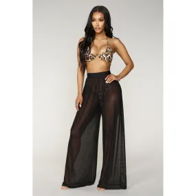 SEE THROUGH WIDE LEG HIGH WAIST TROUSERS