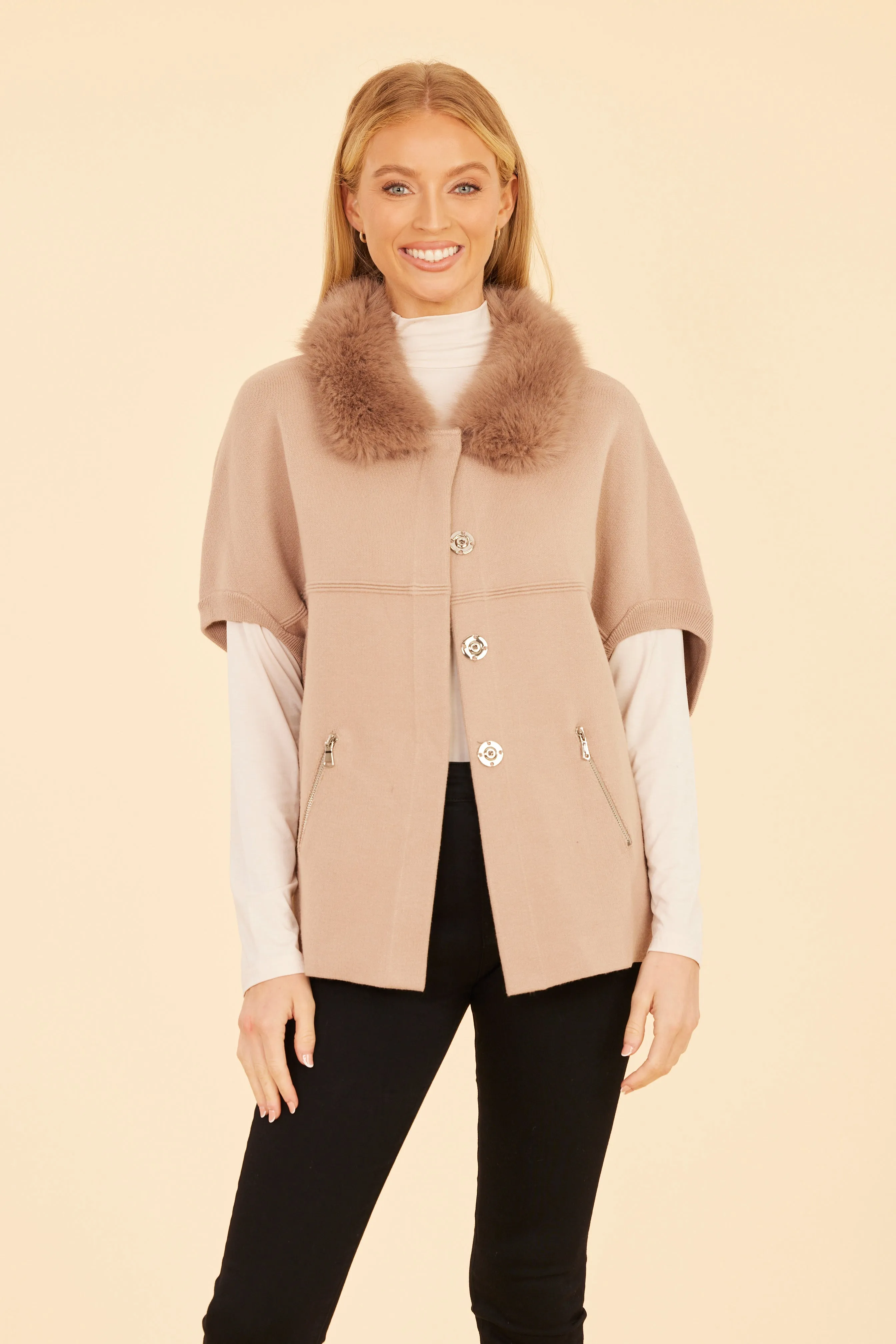 Short Sleeve Cardigan - Taupe