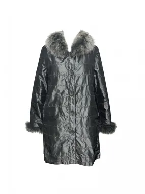 Silk Shell Reversible Fox Coat - Grey