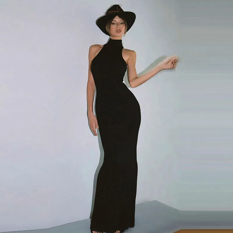 Sleek Silhouette: Sleeveless Turtleneck Midi Dress