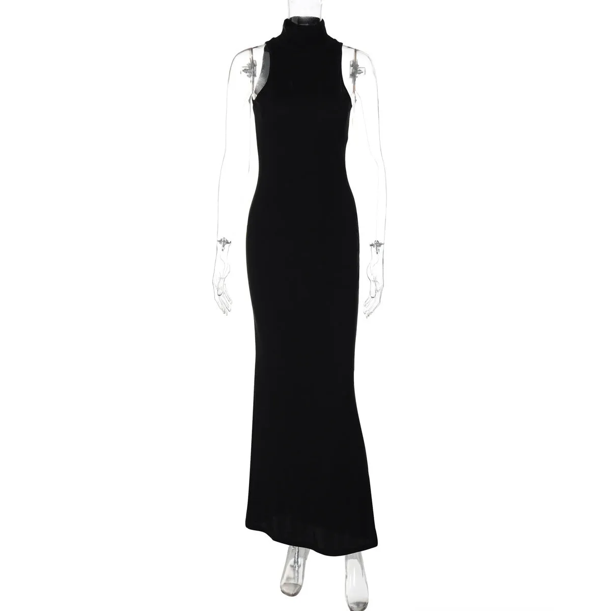 Sleek Silhouette: Sleeveless Turtleneck Midi Dress