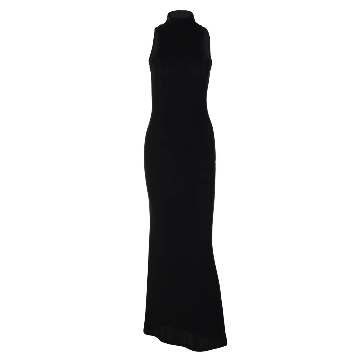 Sleek Silhouette: Sleeveless Turtleneck Midi Dress