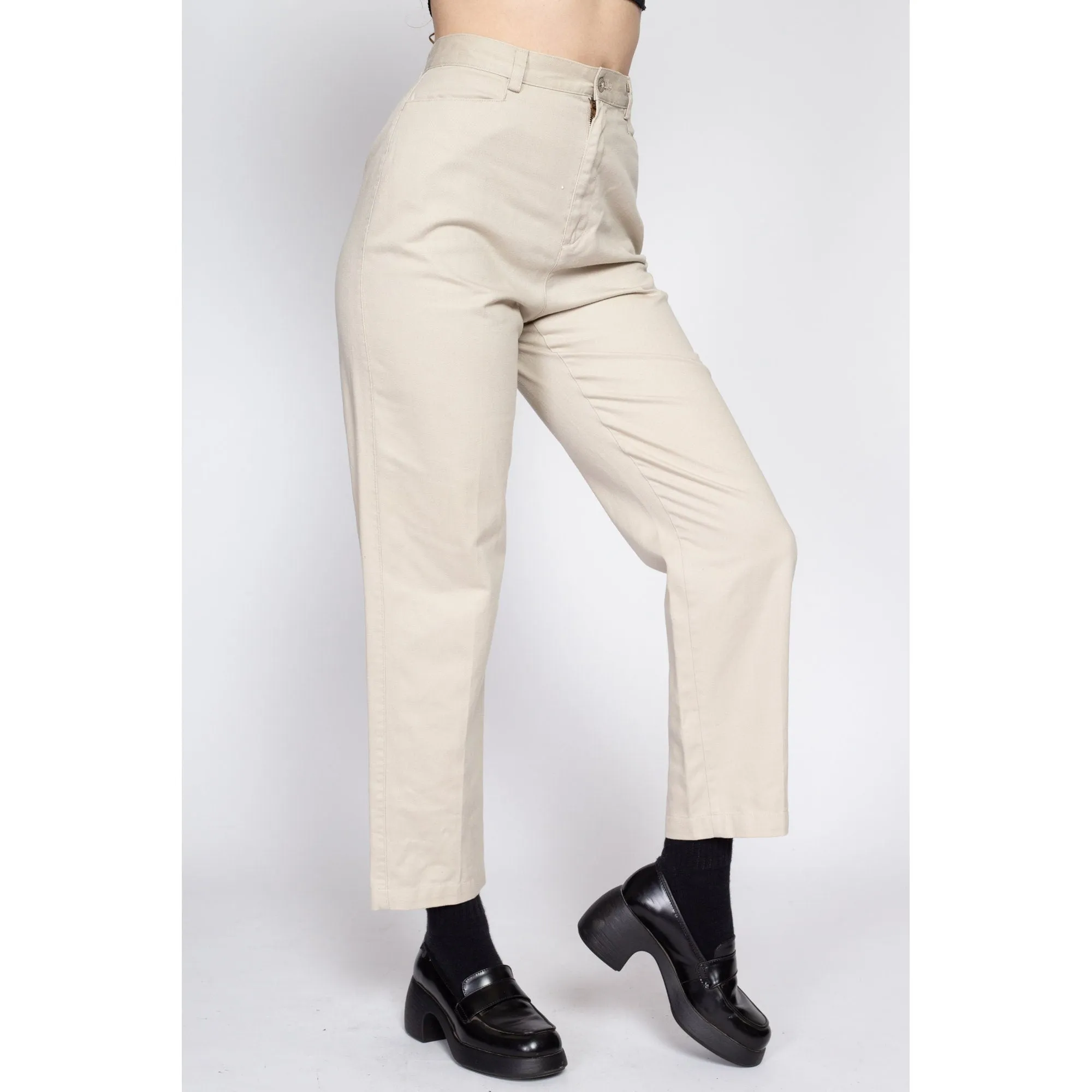 Small 90s Liz Claiborne Cotton Khaki High Waisted Pants 26.5"