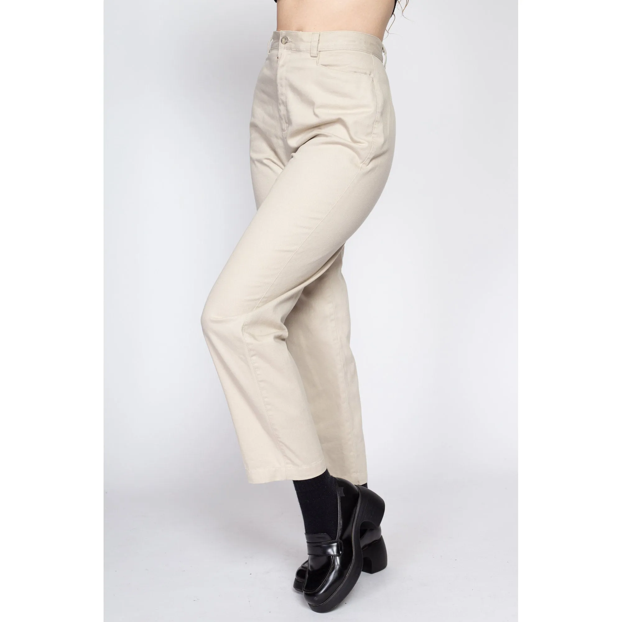 Small 90s Liz Claiborne Cotton Khaki High Waisted Pants 26.5"
