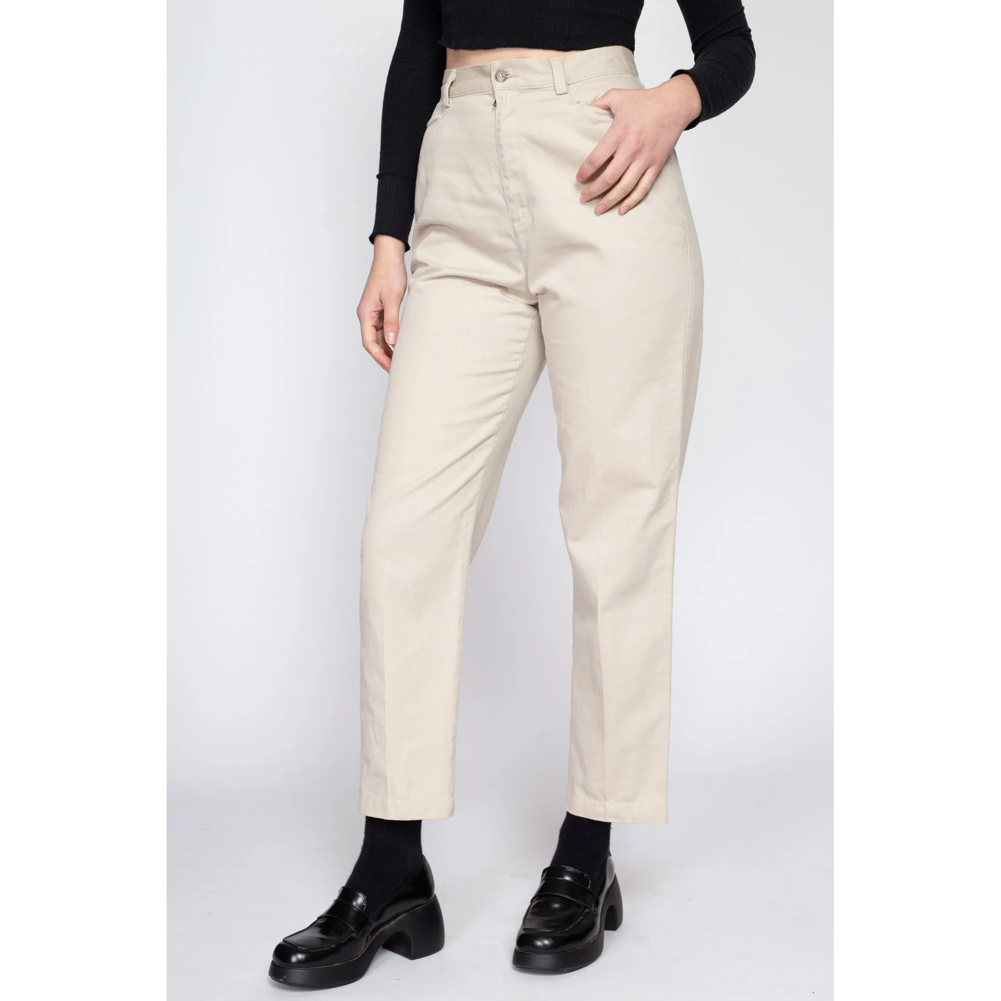 Small 90s Liz Claiborne Cotton Khaki High Waisted Pants 26.5"