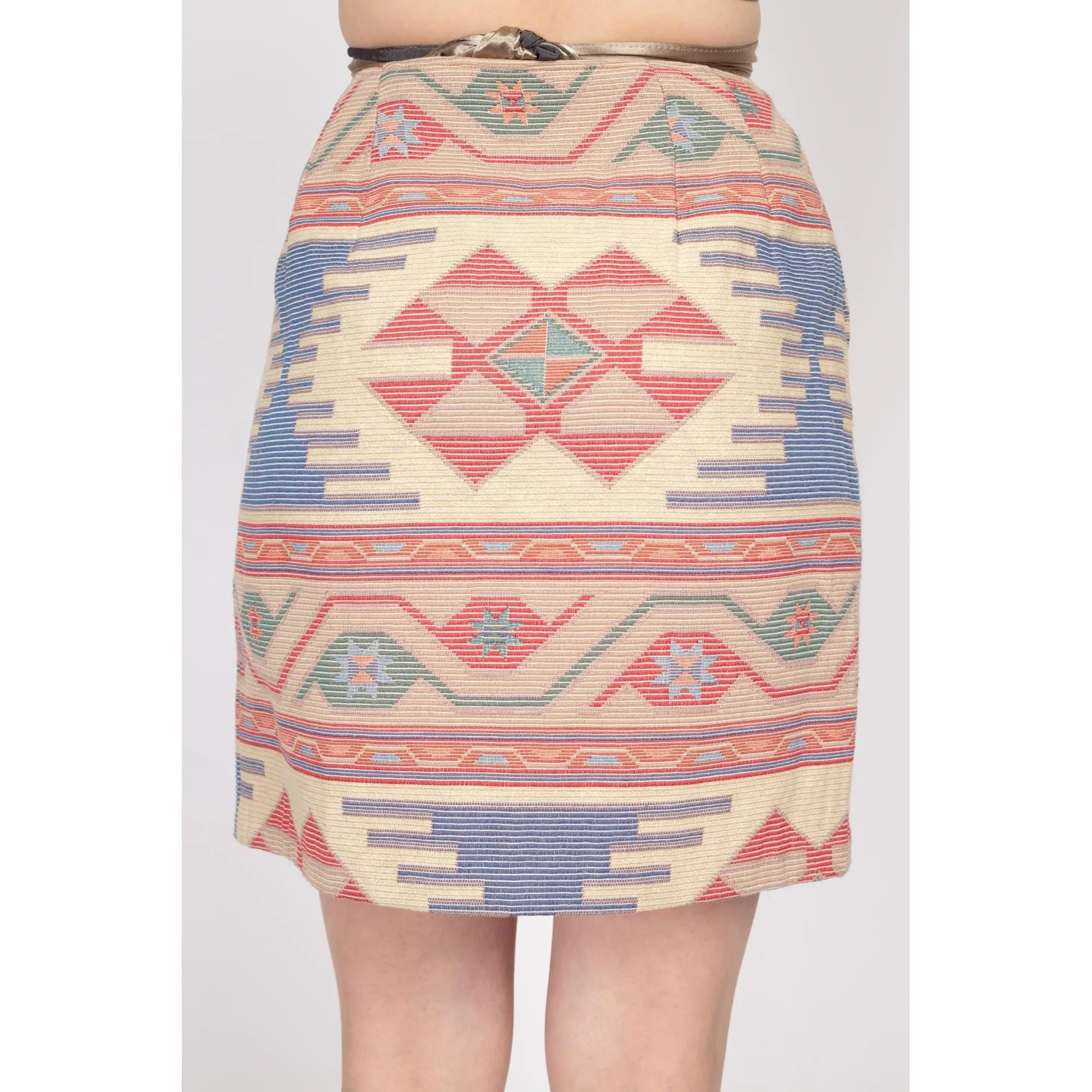 Small 90s Southwestern Woven Mini Pencil Skirt 26"
