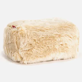 Small Footstool - Faux Fur Sheepskin White