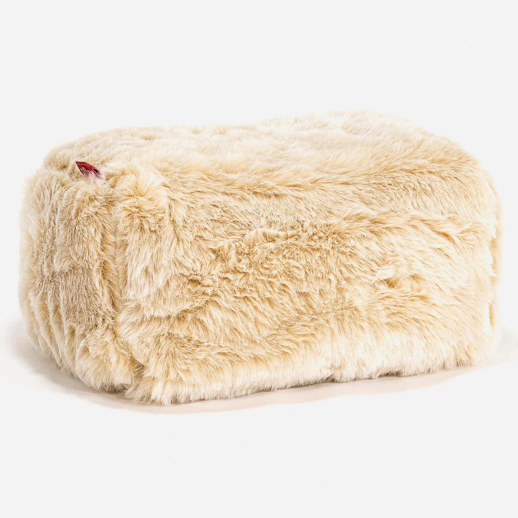Small Footstool - Faux Fur Sheepskin White