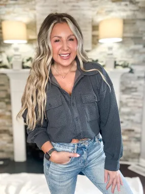 So Easy Charcoal Lightweight Textured Shacket