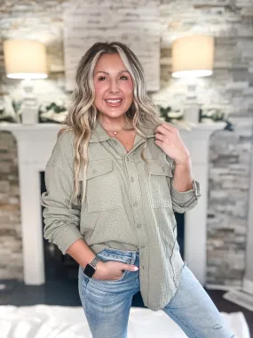 So Easy Sage Lightweight Textured Shacket