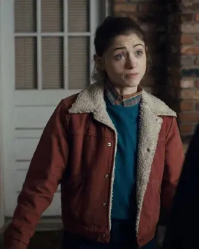 Stranger Things Natalia Dyer Red Shearling Jacket