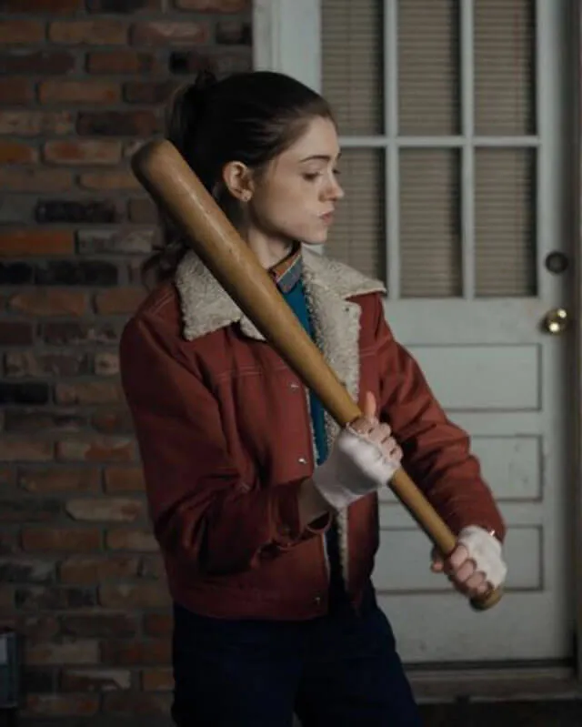 Stranger Things Natalia Dyer Red Shearling Jacket