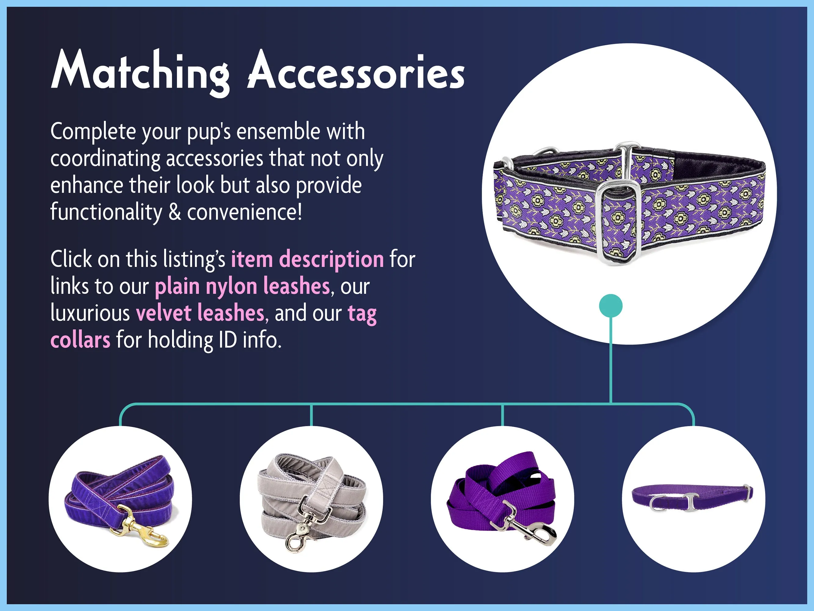 Stratford Jacquard in Purple - Martingale or Buckle Dog Collar - 1.5" Width