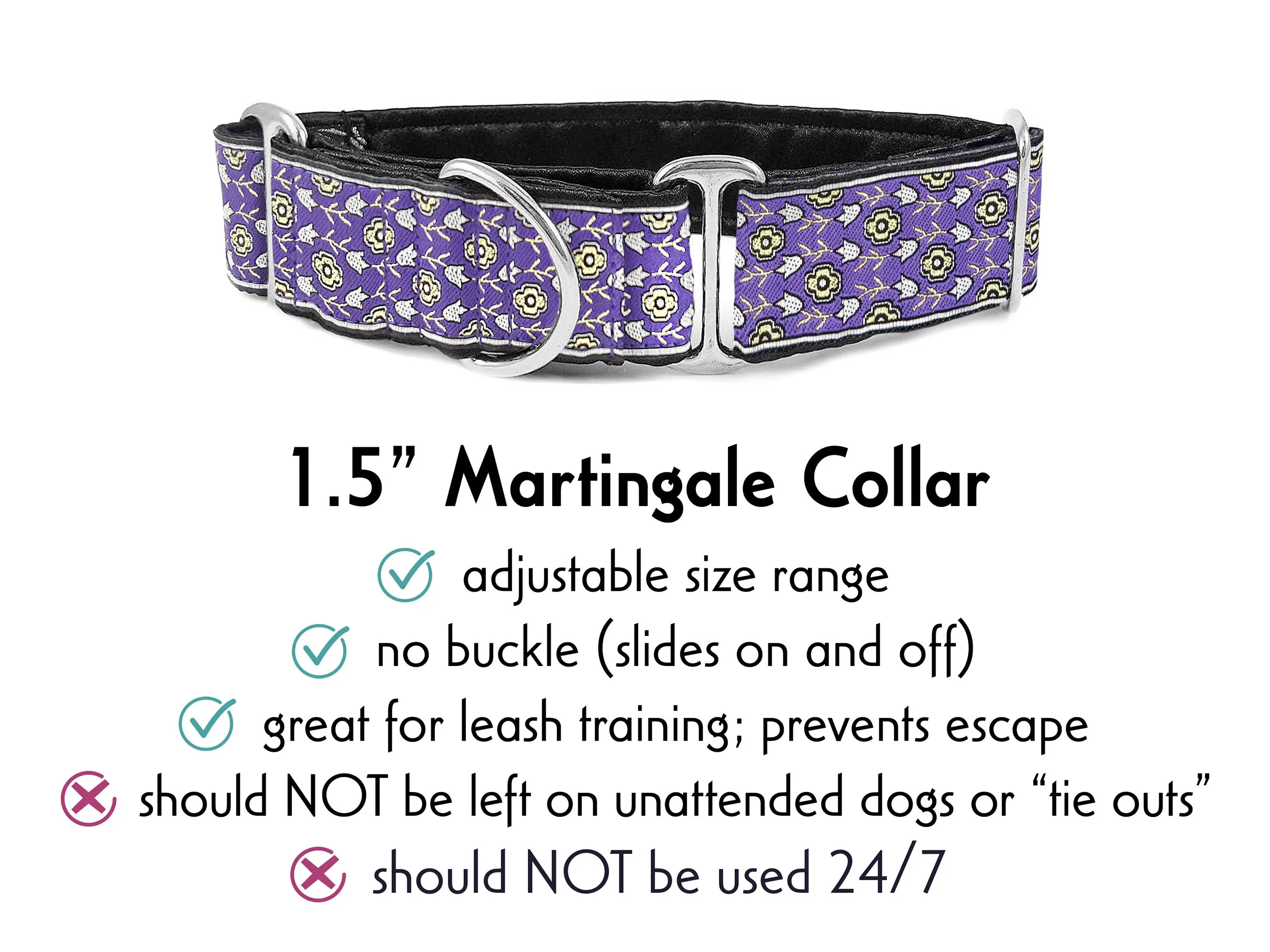 Stratford Jacquard in Purple - Martingale or Buckle Dog Collar - 1.5" Width
