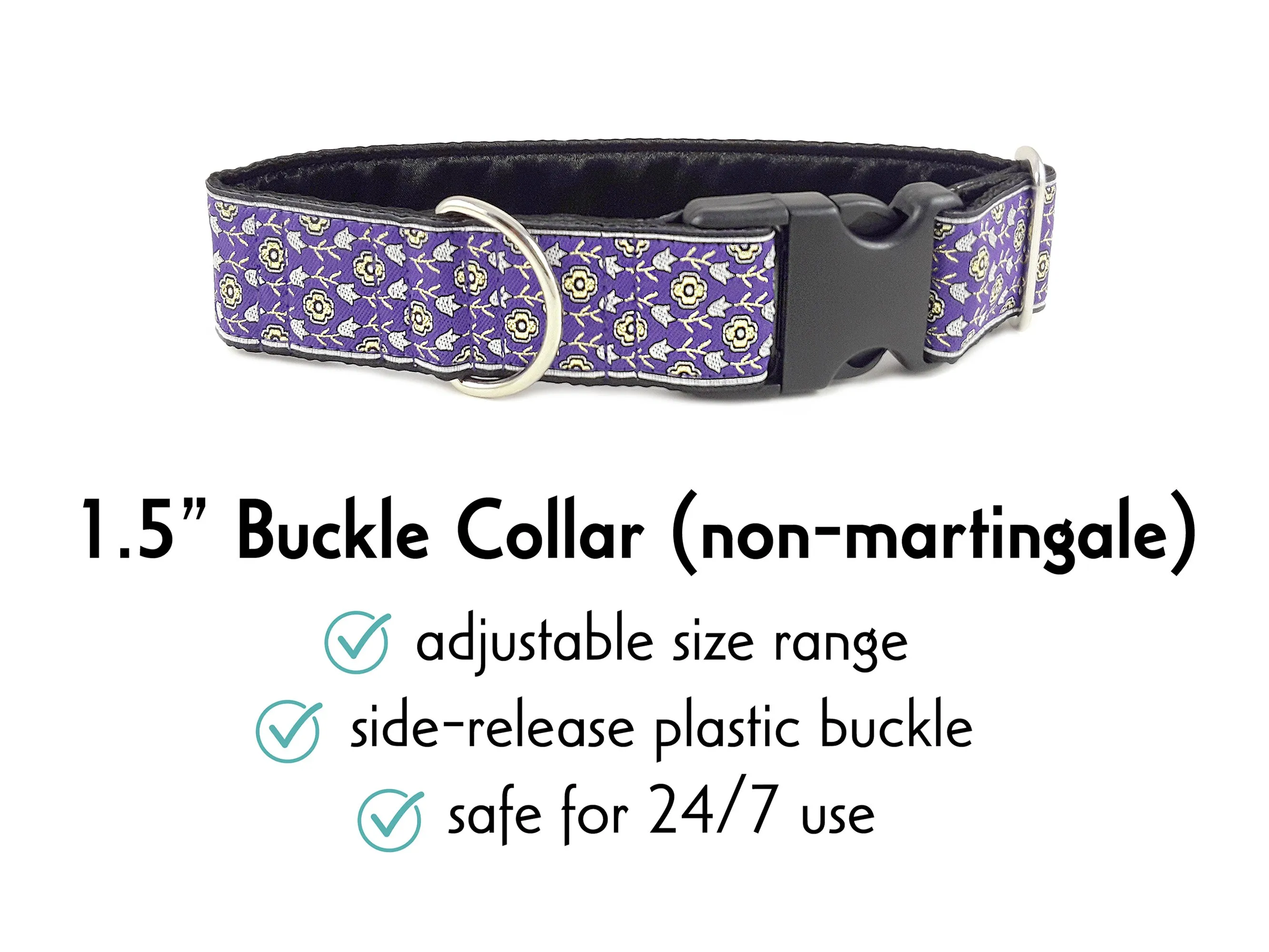 Stratford Jacquard in Purple - Martingale or Buckle Dog Collar - 1.5" Width