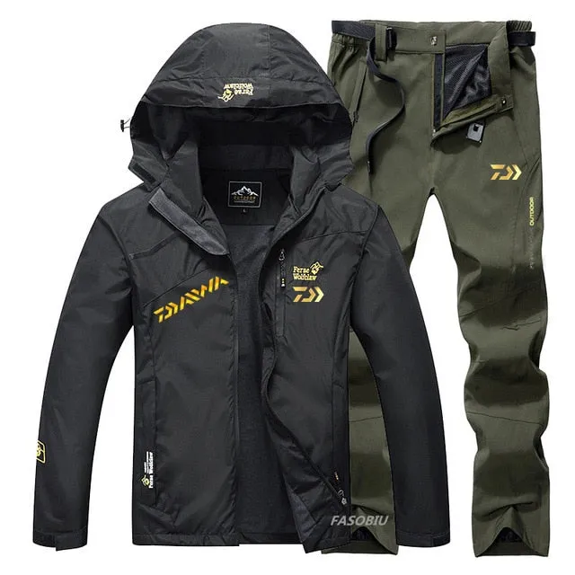 Suit Men Spring Autumn Thin Fishing Clothing Hooded Sports Hiking Fishing Jacket Outdoor Clothes Fishing Wear