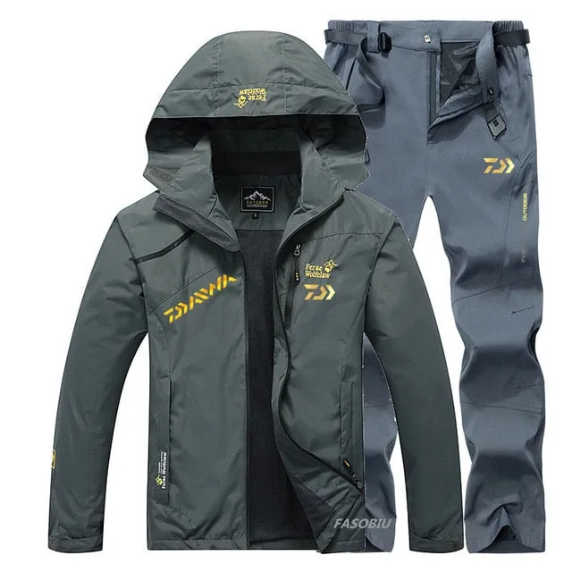 Suit Men Spring Autumn Thin Fishing Clothing Hooded Sports Hiking Fishing Jacket Outdoor Clothes Fishing Wear