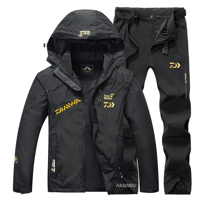 Suit Men Spring Autumn Thin Fishing Clothing Hooded Sports Hiking Fishing Jacket Outdoor Clothes Fishing Wear