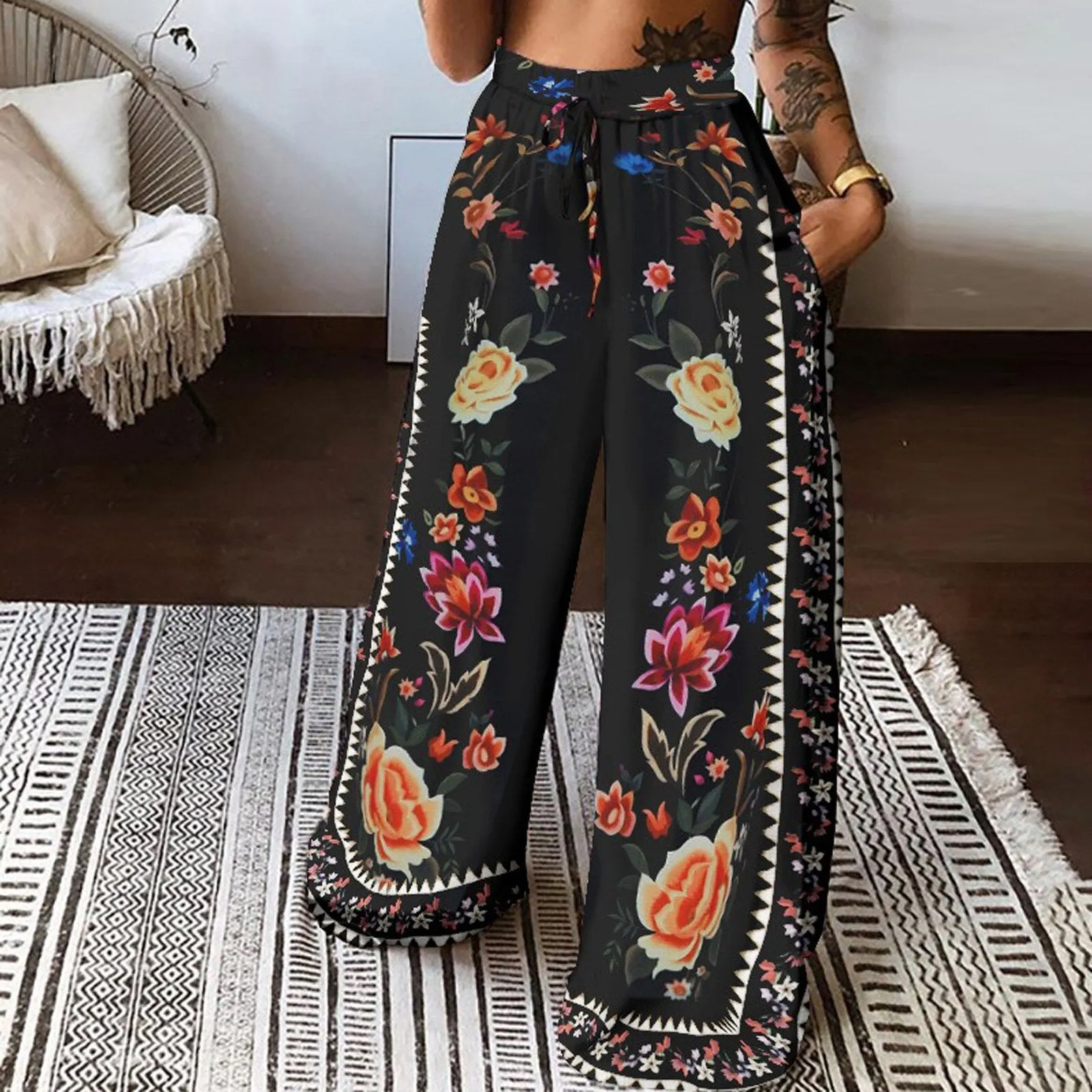 Summer High Waist Pocket Pants