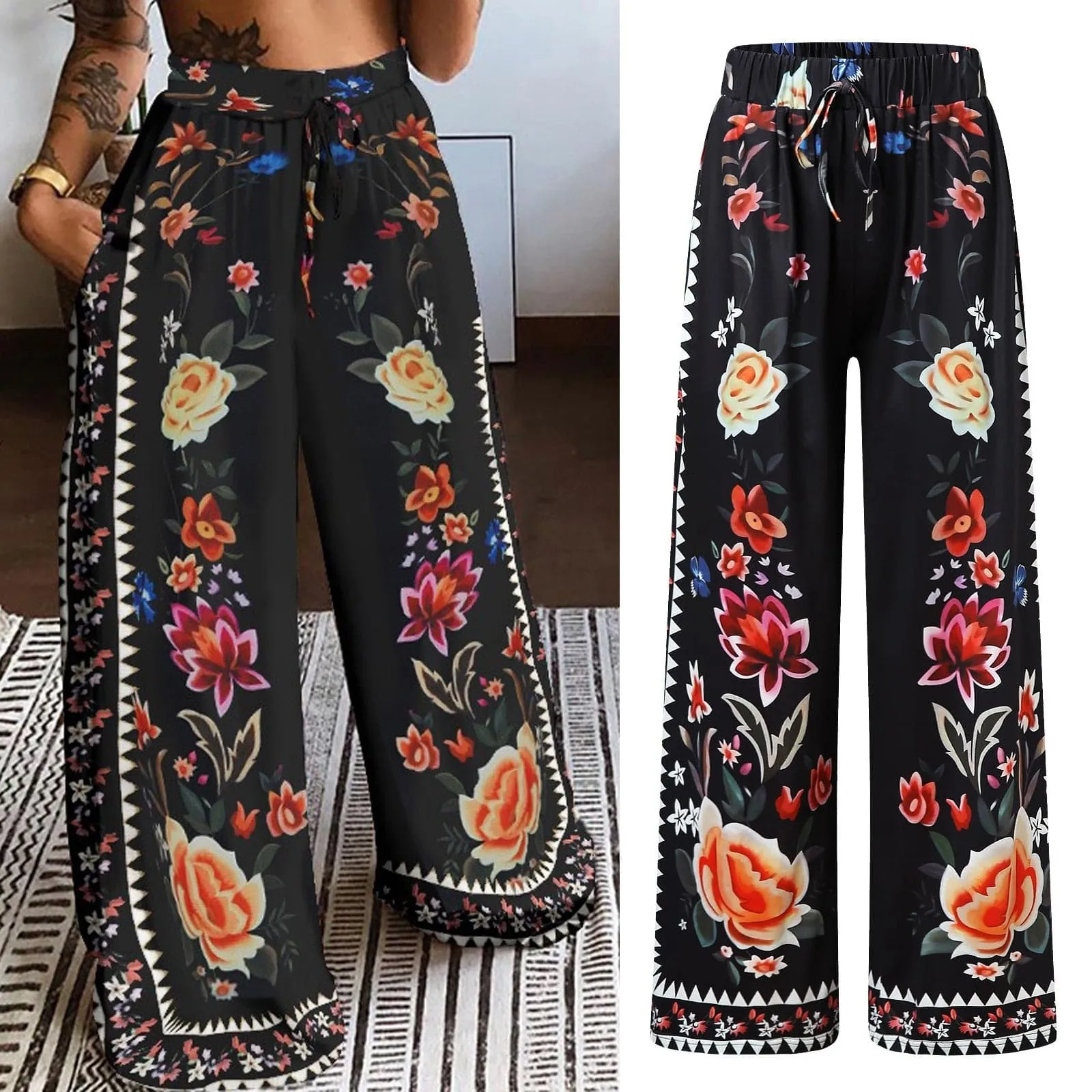 Summer High Waist Pocket Pants