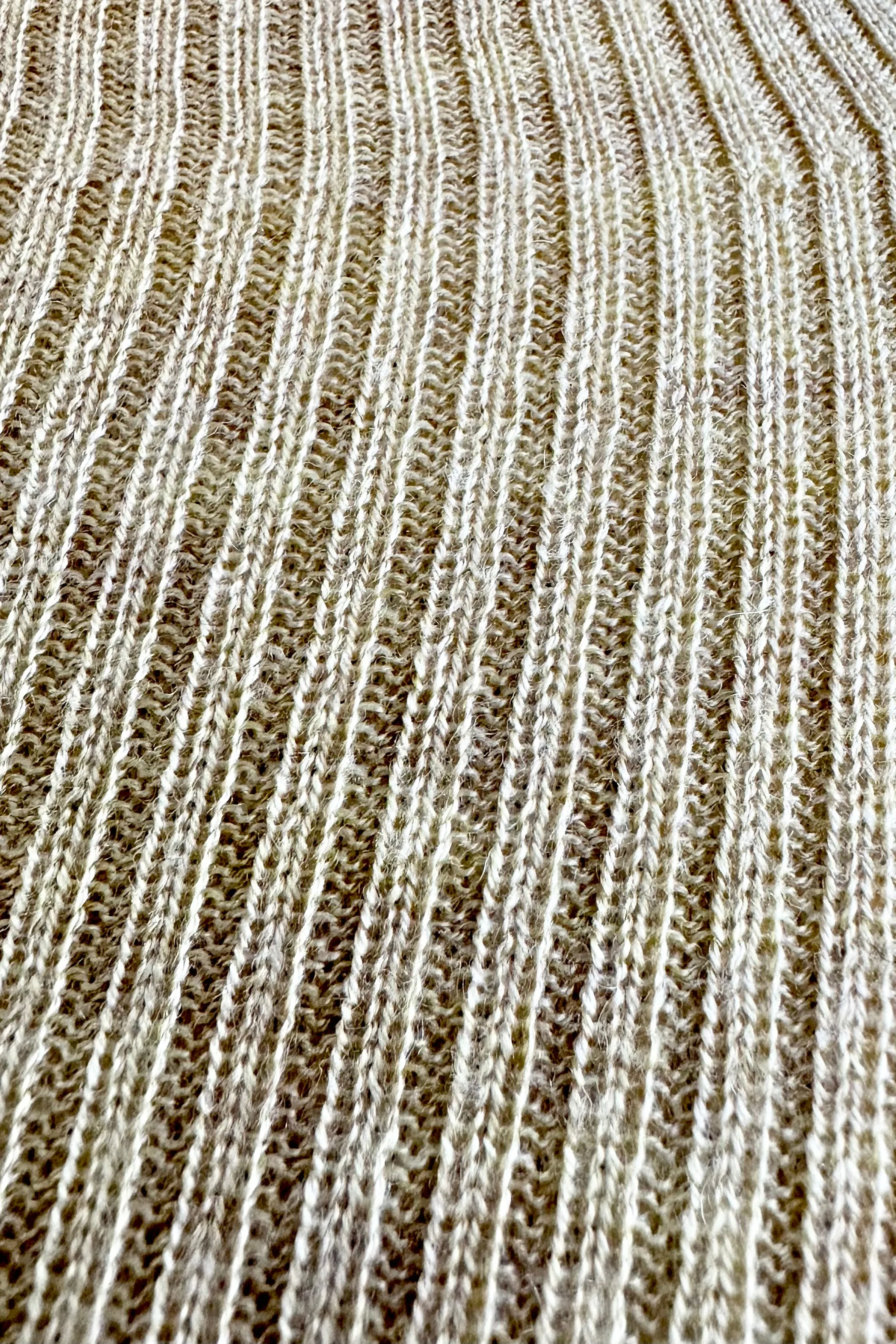 Tan Ribbed Knit High Collar Sweater by Compania Fantastica