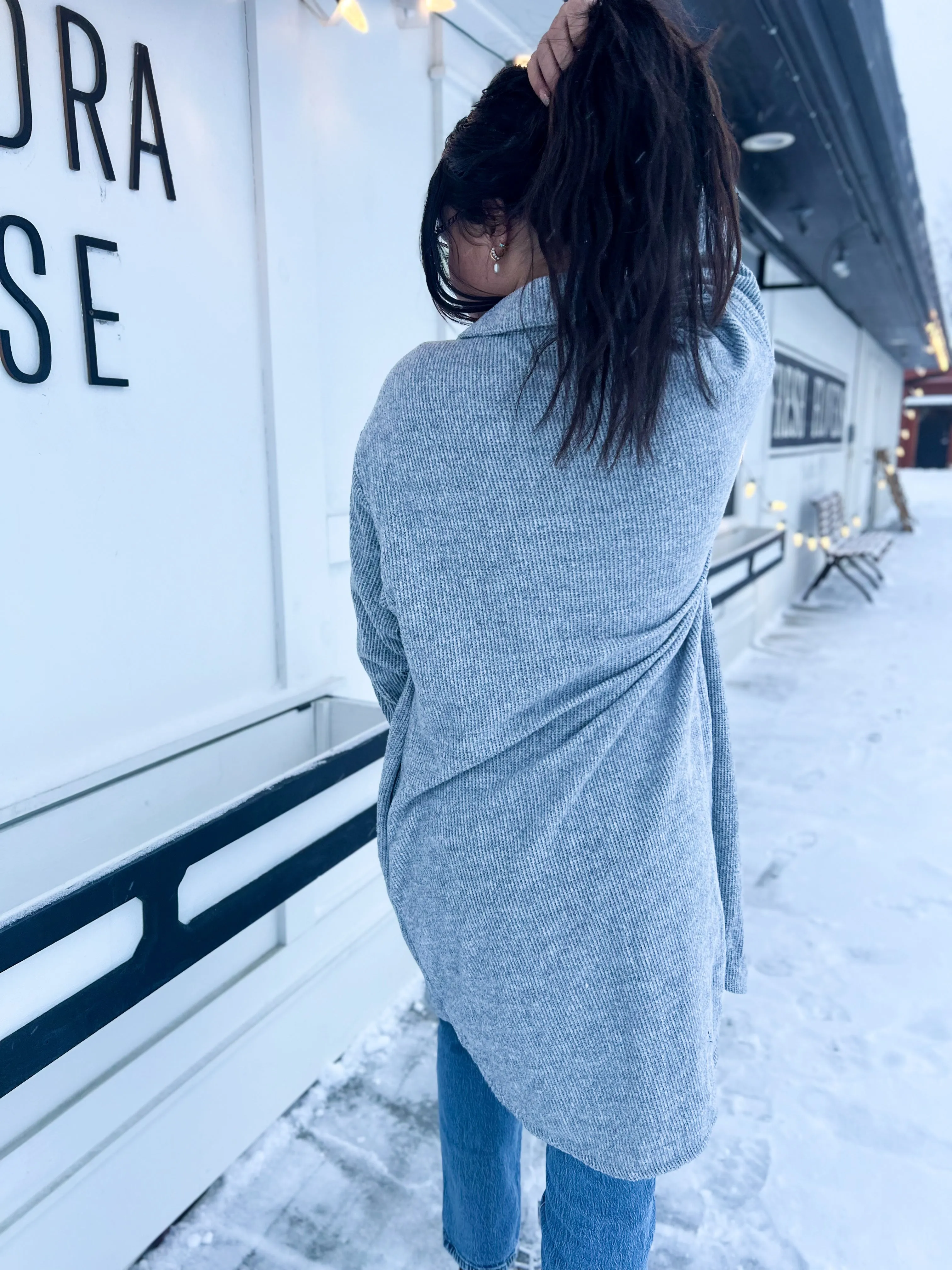 The Kendra Soft & Fuzzy Waffle Jacket- H. Grey