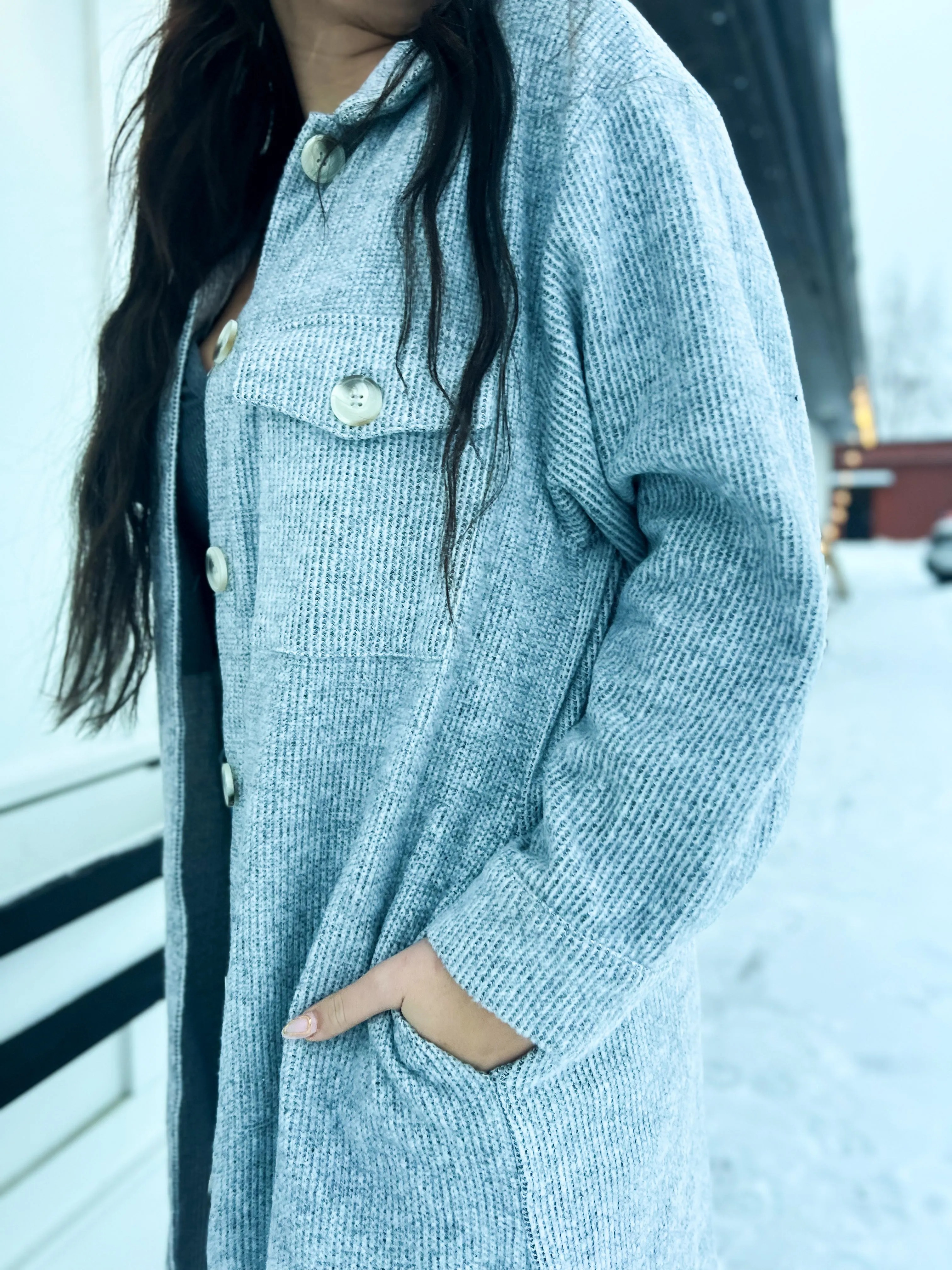 The Kendra Soft & Fuzzy Waffle Jacket- H. Grey