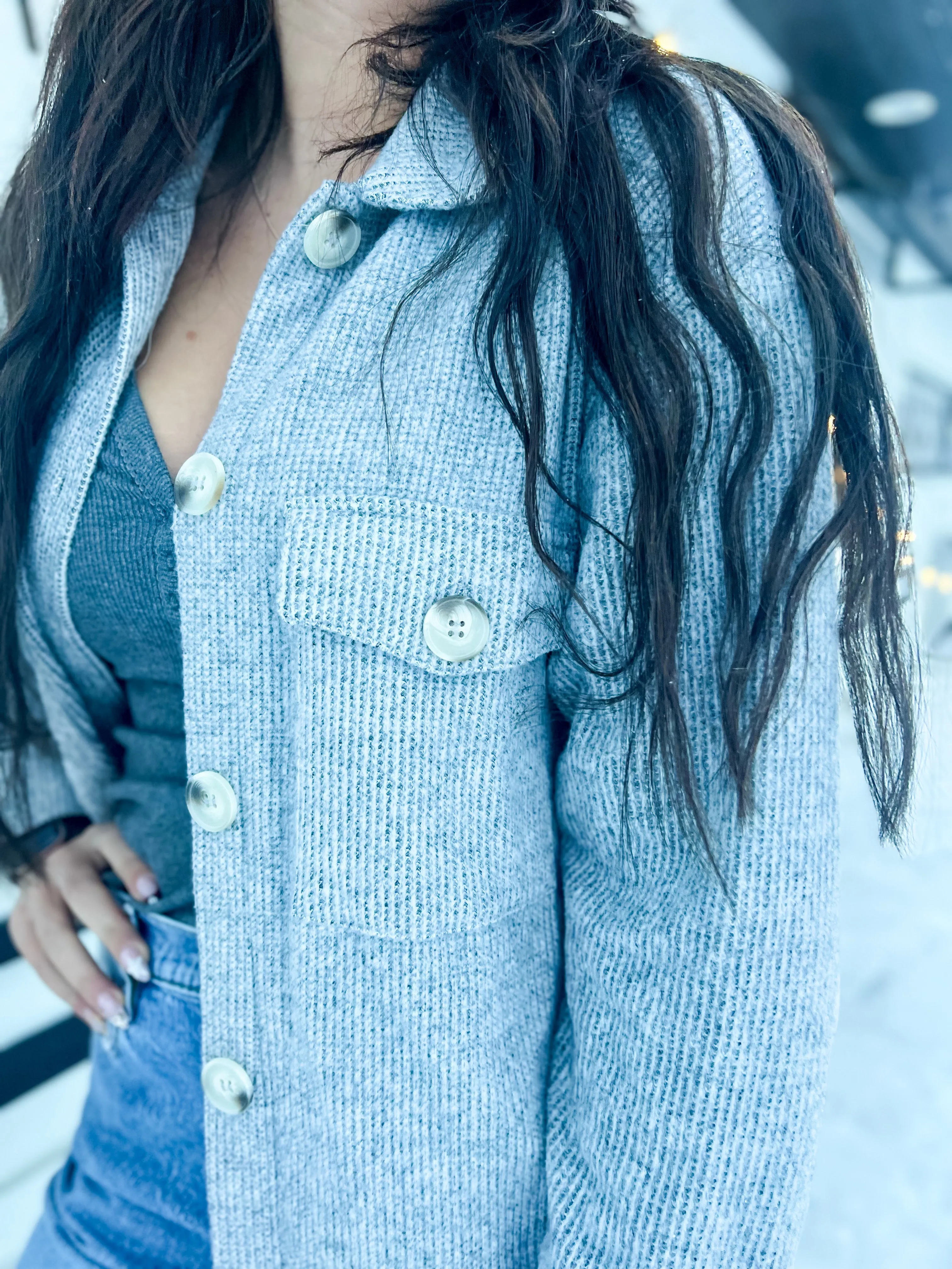 The Kendra Soft & Fuzzy Waffle Jacket- H. Grey