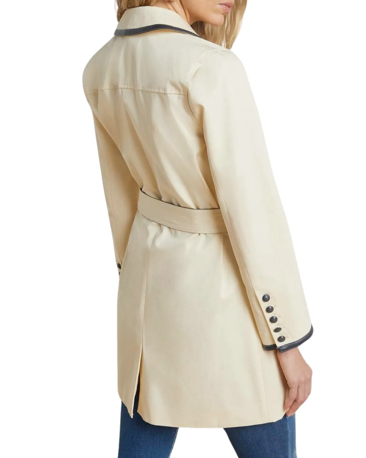 Toru Leather Trim Trench (Light Pearl/Midnight)
